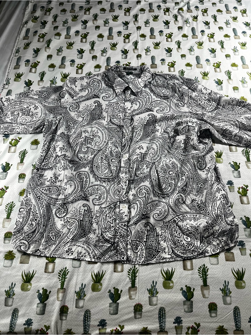 Lauren Ralph Lauren Women’s Long Sleeve Button Up Blouse Size 3X White/Black